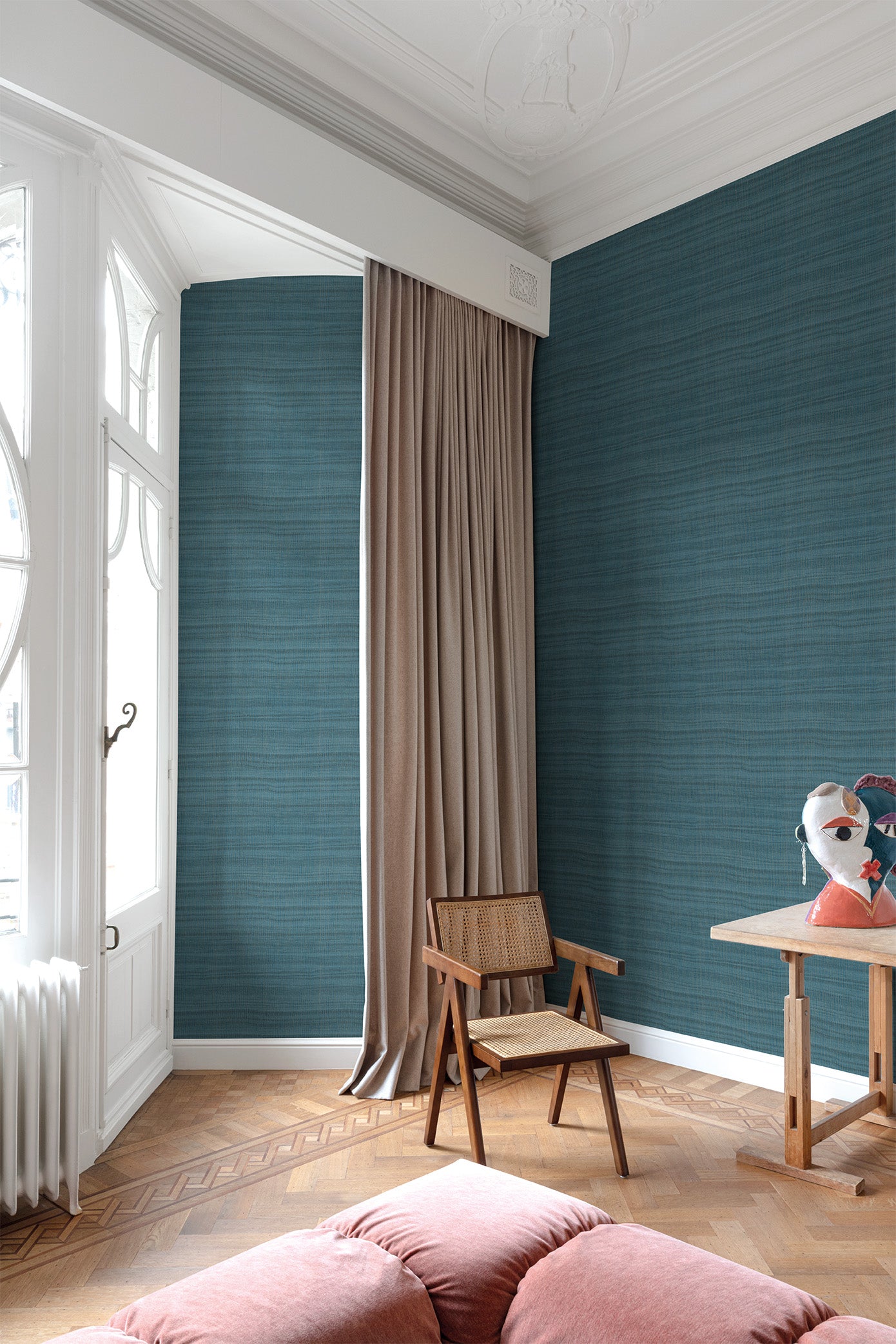 Grandeco Cumaru Zebrano Blue Wallpaper Roll 10m x 53cm